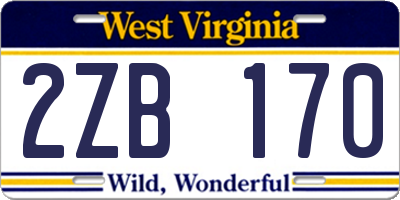 WV license plate 2ZB170
