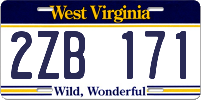 WV license plate 2ZB171