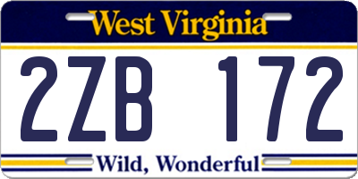 WV license plate 2ZB172
