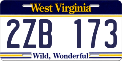 WV license plate 2ZB173