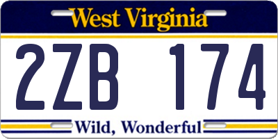 WV license plate 2ZB174