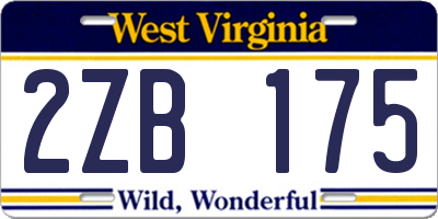WV license plate 2ZB175