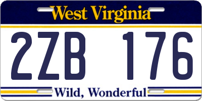 WV license plate 2ZB176