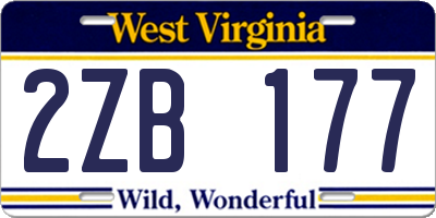 WV license plate 2ZB177