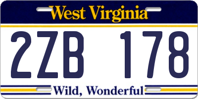 WV license plate 2ZB178