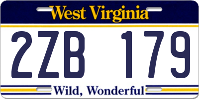 WV license plate 2ZB179
