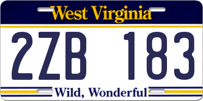 WV license plate 2ZB183
