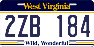 WV license plate 2ZB184