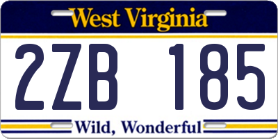 WV license plate 2ZB185