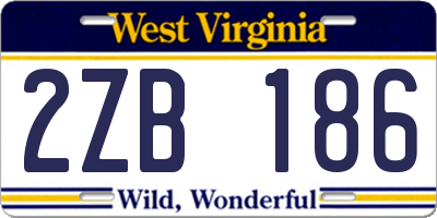 WV license plate 2ZB186