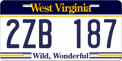 WV license plate 2ZB187