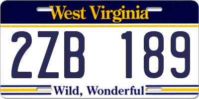 WV license plate 2ZB189
