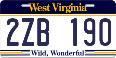 WV license plate 2ZB190