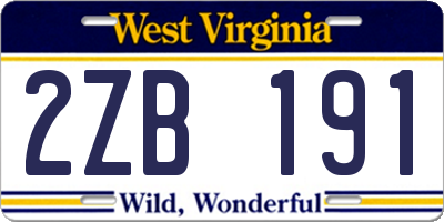 WV license plate 2ZB191