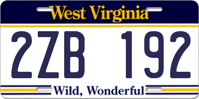 WV license plate 2ZB192