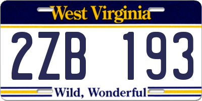 WV license plate 2ZB193