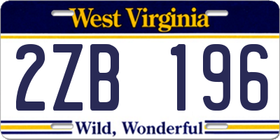 WV license plate 2ZB196