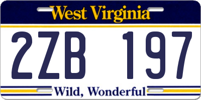 WV license plate 2ZB197