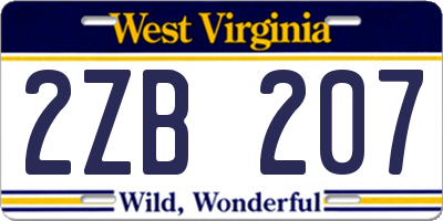 WV license plate 2ZB207