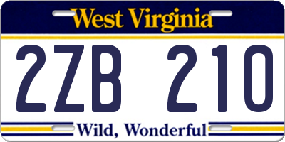 WV license plate 2ZB210