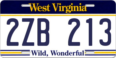WV license plate 2ZB213