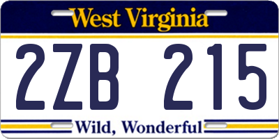 WV license plate 2ZB215