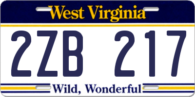 WV license plate 2ZB217