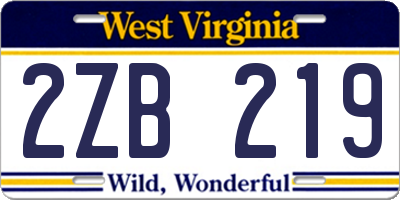WV license plate 2ZB219