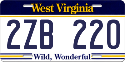 WV license plate 2ZB220