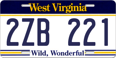 WV license plate 2ZB221
