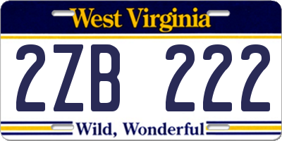 WV license plate 2ZB222
