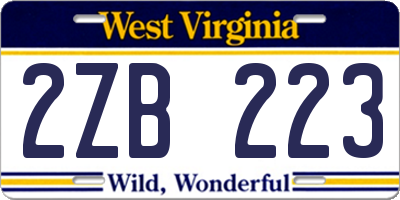 WV license plate 2ZB223