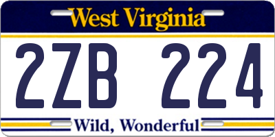 WV license plate 2ZB224