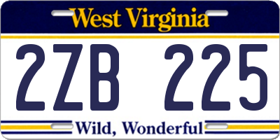 WV license plate 2ZB225