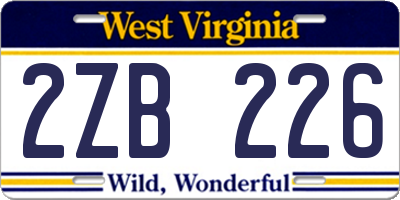 WV license plate 2ZB226