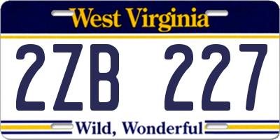 WV license plate 2ZB227