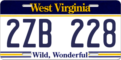 WV license plate 2ZB228