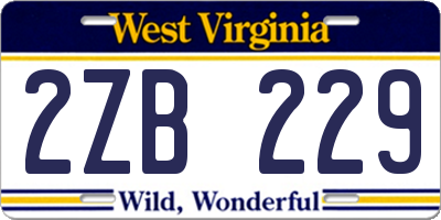 WV license plate 2ZB229