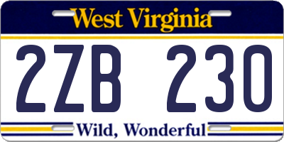 WV license plate 2ZB230