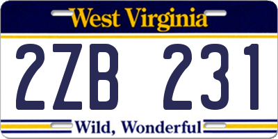 WV license plate 2ZB231