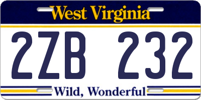 WV license plate 2ZB232