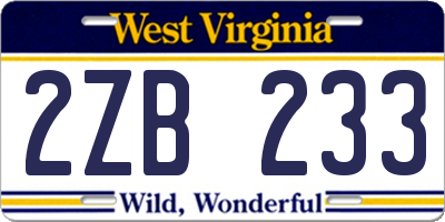 WV license plate 2ZB233