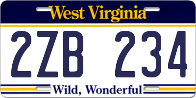 WV license plate 2ZB234
