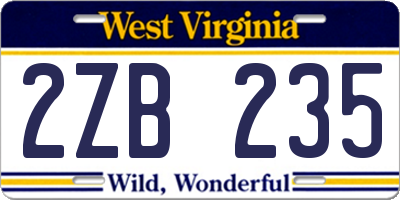 WV license plate 2ZB235