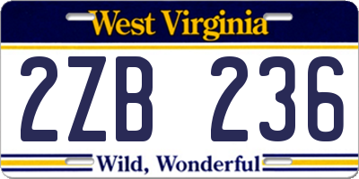WV license plate 2ZB236