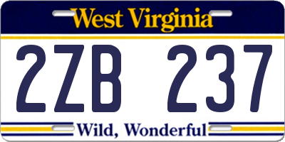 WV license plate 2ZB237