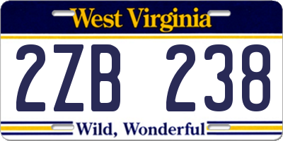 WV license plate 2ZB238