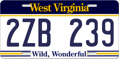 WV license plate 2ZB239