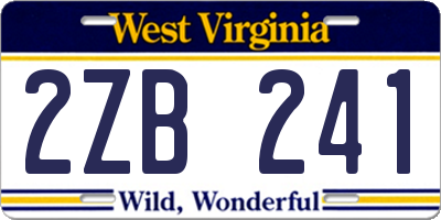 WV license plate 2ZB241