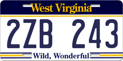 WV license plate 2ZB243